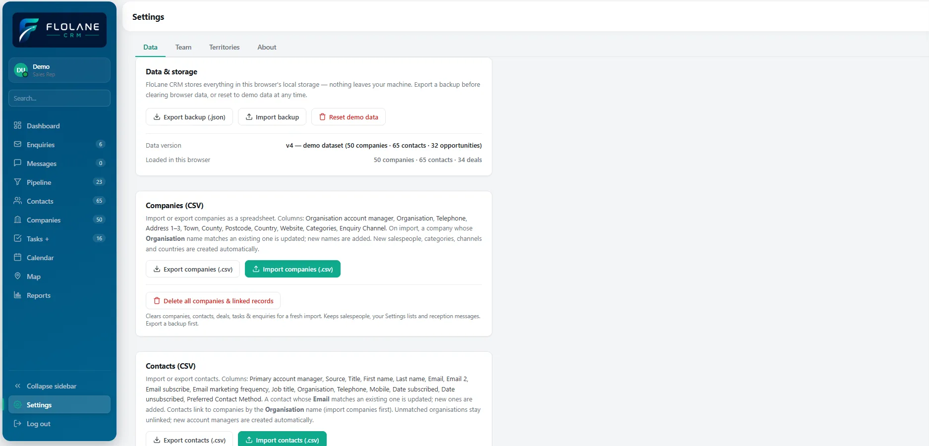 Easy Data import and export