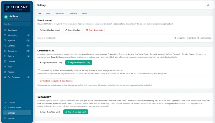 Easy Data import and export